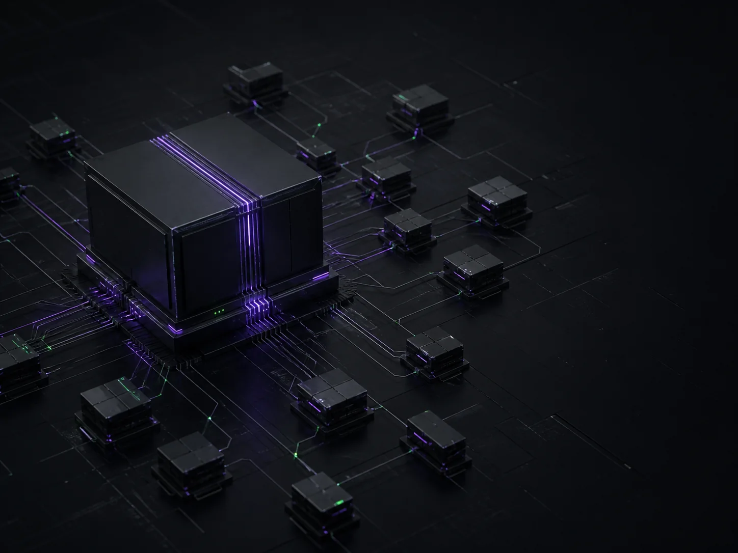 A central QuantumLoop operating core coordinating connected company systems